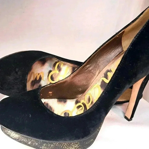 Sam Edelman velour & gold stiletto sz 10 - Picture 2 of 7